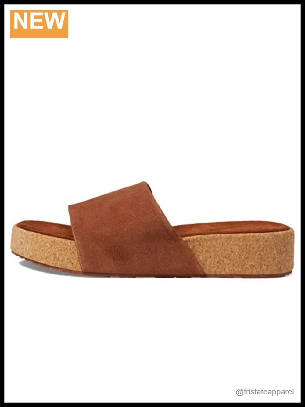 Wedge Platform Slide Sandal Faux Suede Cork Midsole Casual